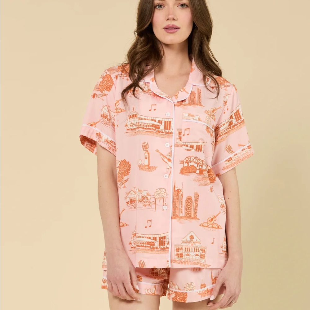 Katie Kime Nashville Toile Pajama Shorts Set small